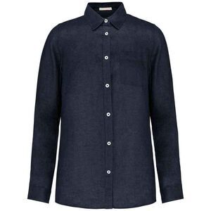 Spasso Mens Linen Long-Sleeved Shirt / Navy